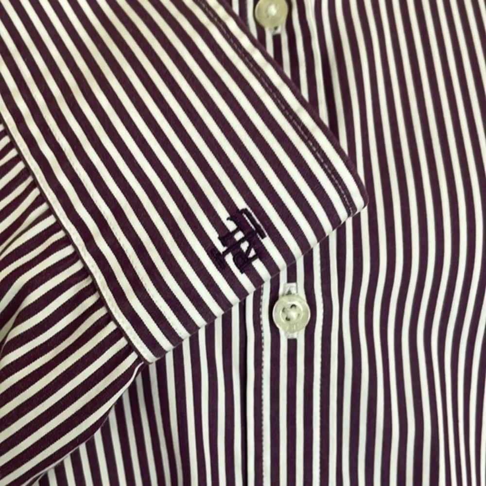 LAUREN Ralph Lauren Button Down 100% Cotton Shirt Purple White Stripe Women's XL - Picture 2 of 7